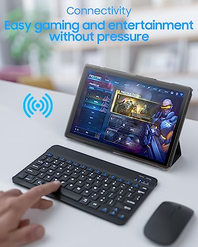ATOZEE 10 in Tablet 2 in 1 Android 14 Tablets with Keyboard 10 inch Tabletas, Include Mouse Stylus Pen Case, 6000mAh 6GB+32GB ROM 1TB Expandable Tableta, 2MP+8MP Dual Camera, WiFi-6 BT Tablet PC.