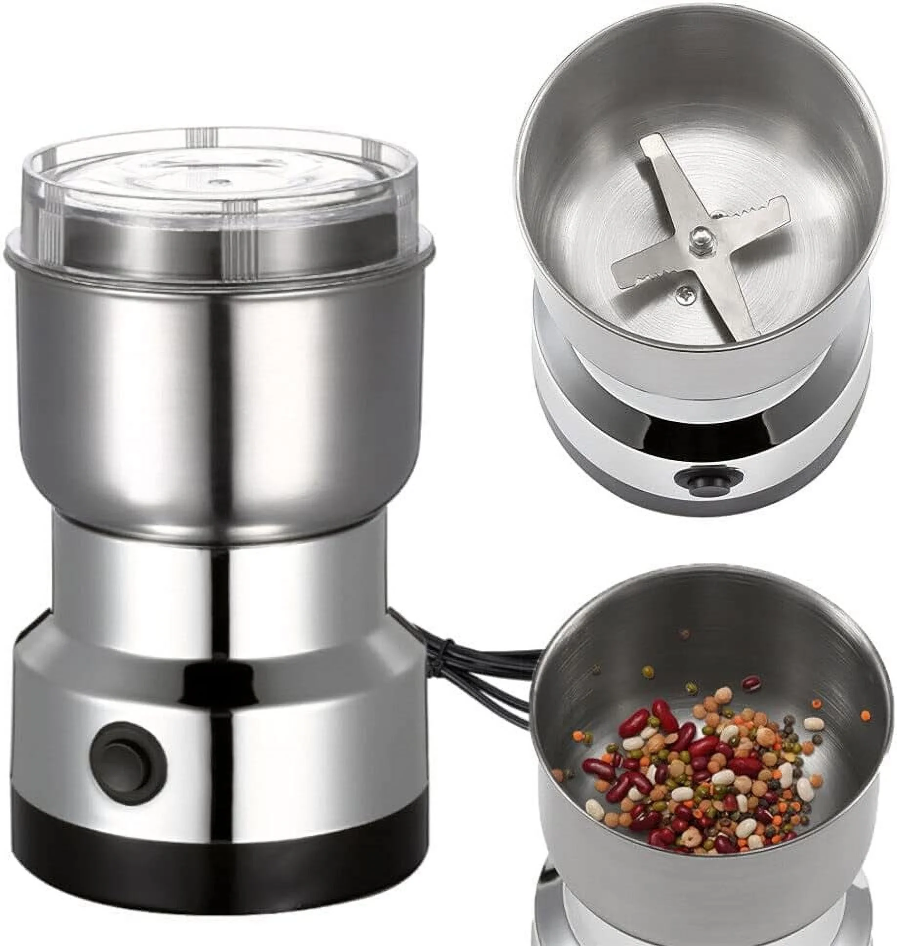 Coffee Grinder, Electric Coffee Grinder, Spice Grinder, Herb Grinder, 150W One Key Electric Coffee Grinder with 304 Stainless Steel Blade, Suitable for Coffee Beans, Spices, Herbs