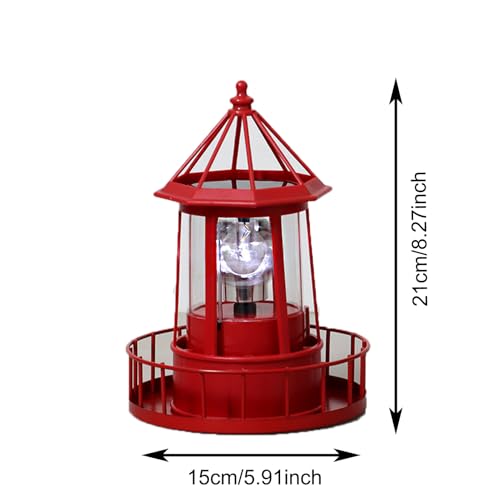 LED Solar Powered Lighthouse, 360 Degree Rotating Lighthouse Lamp, IP66 Waterproof LED Solar Lights Towers Statue for Outdoor Garden Pathway Patio(Black)