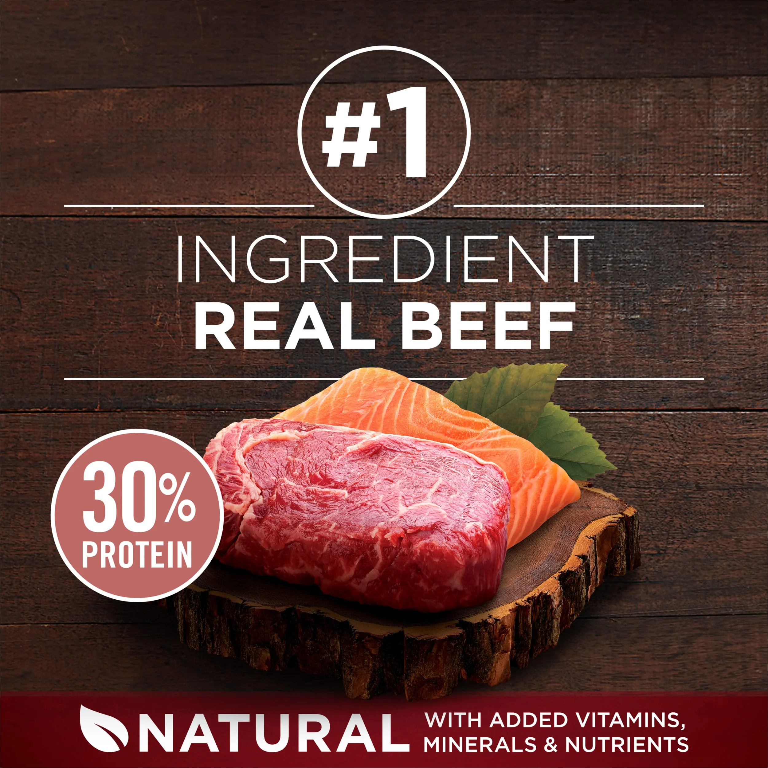 Purina ONE Natural High Protein Dog Food True Instinct with Real Beef and Salmon With Bone Broth and Added Vitamins, Minerals and Nutrients