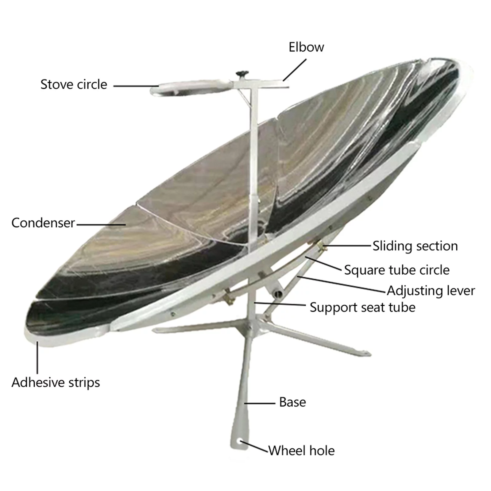 Mkyiongou Portable Solar Cooker, 1800W 1.5m Diameter Camping Outdoor Solar Cooker for Solar Heating, Solar Concentrator 59'' Diameter