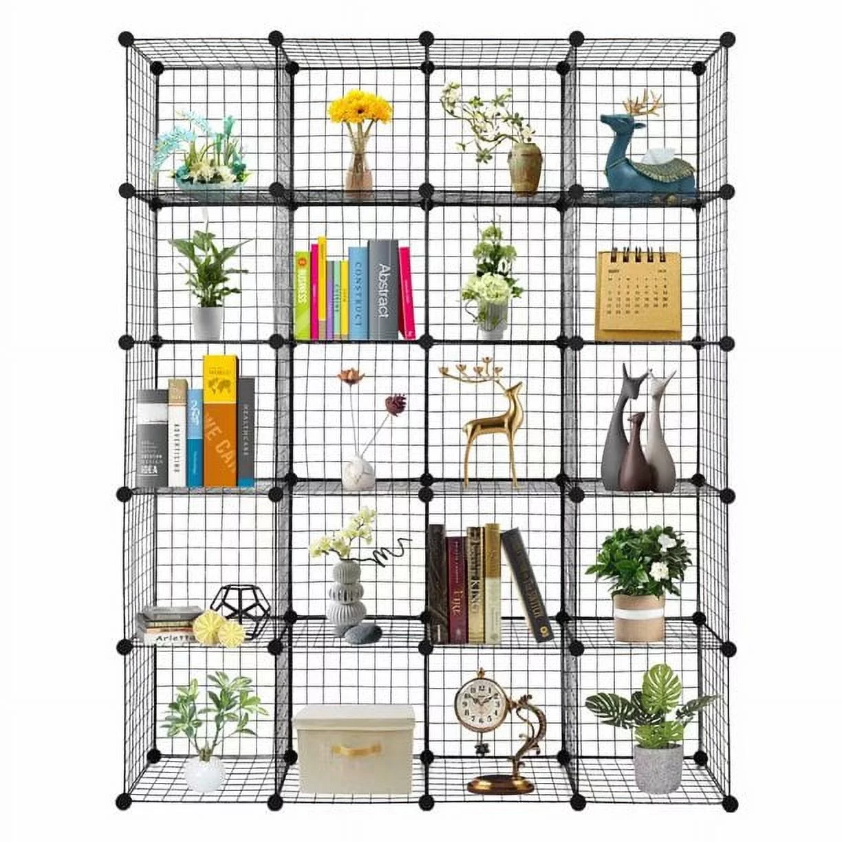 20-Cube Organizer Cube Storage Shelves Wire Cube Storage Origami Shelves Metal Grid Multifunction Shelving Unit Modular Cubbies Organizer Bookcase