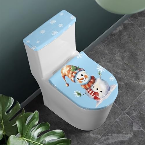 Christmas Toilet Seat Cover Set Elongated Toilet Lid Cover with Xmas Jingle Bell Bathroom Perfect Decoration for Home Portable for Trip Toilet Dust Seat Protective Covers