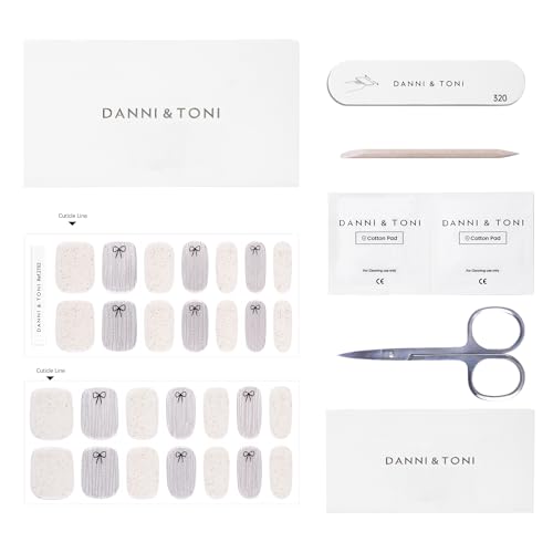 DANNI & TONI Semi Cured Gel Nail Strips Christmas Santa Claus Snowflakes Cat Eye Gel Nail Wraps 28 Stickers | Mistletoe Meow