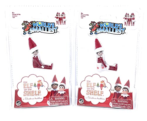 Worlds Smallest World's Smallest Elf on The Shelf Bundle Set of 2 Boy and Girl Light Tone - 4 Inches Tall!