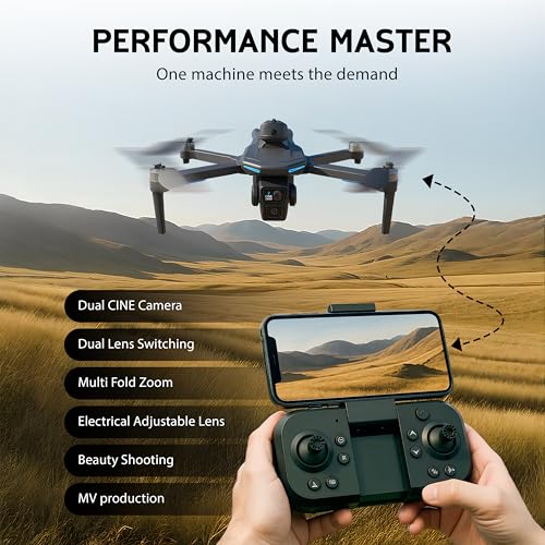 Foldable Drone with Dual 2K Camera, Drone with 1080P Camera for Beginners and Adults, Foldable Remote Control Quadcopter with Voice Control, Gestures Selfie, Altitude Hold, One Key Start, 3D Flips, 2 Batteries, Toy for Beginners