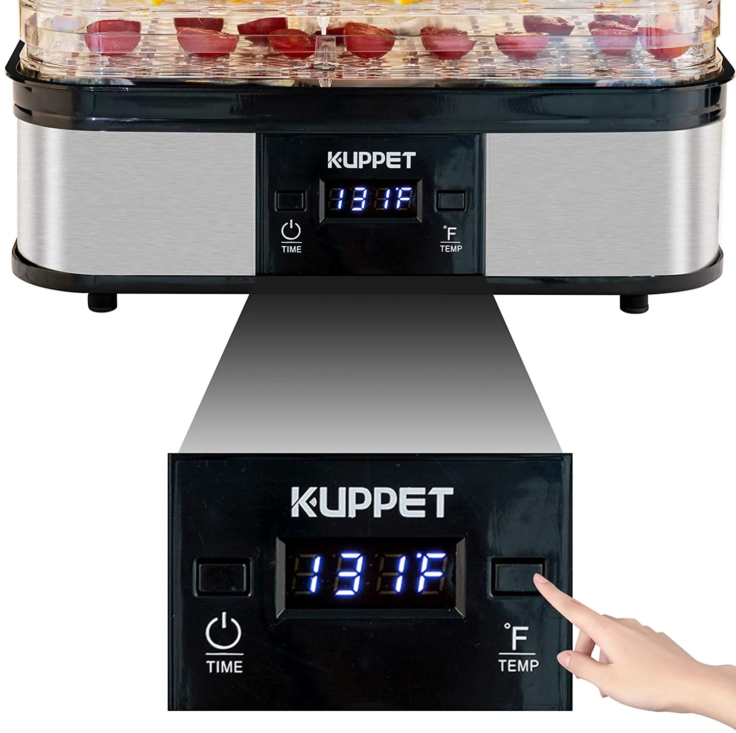 KUPPET Food Dehydrator Machine, Electric Food Drying Machine with Adjustable Thermostat, Meat or Beef Jerky Maker in Home/Kitchen, Digital Temperature & LCD Display, 5-Tray