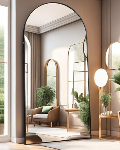 Floor Mirror, Full Length Mirror with Stand, Arched Wall Mirror, Gold Floor Mirror Freestanding, Wall Mounted Mirror for Bedroom Living Room, Gold