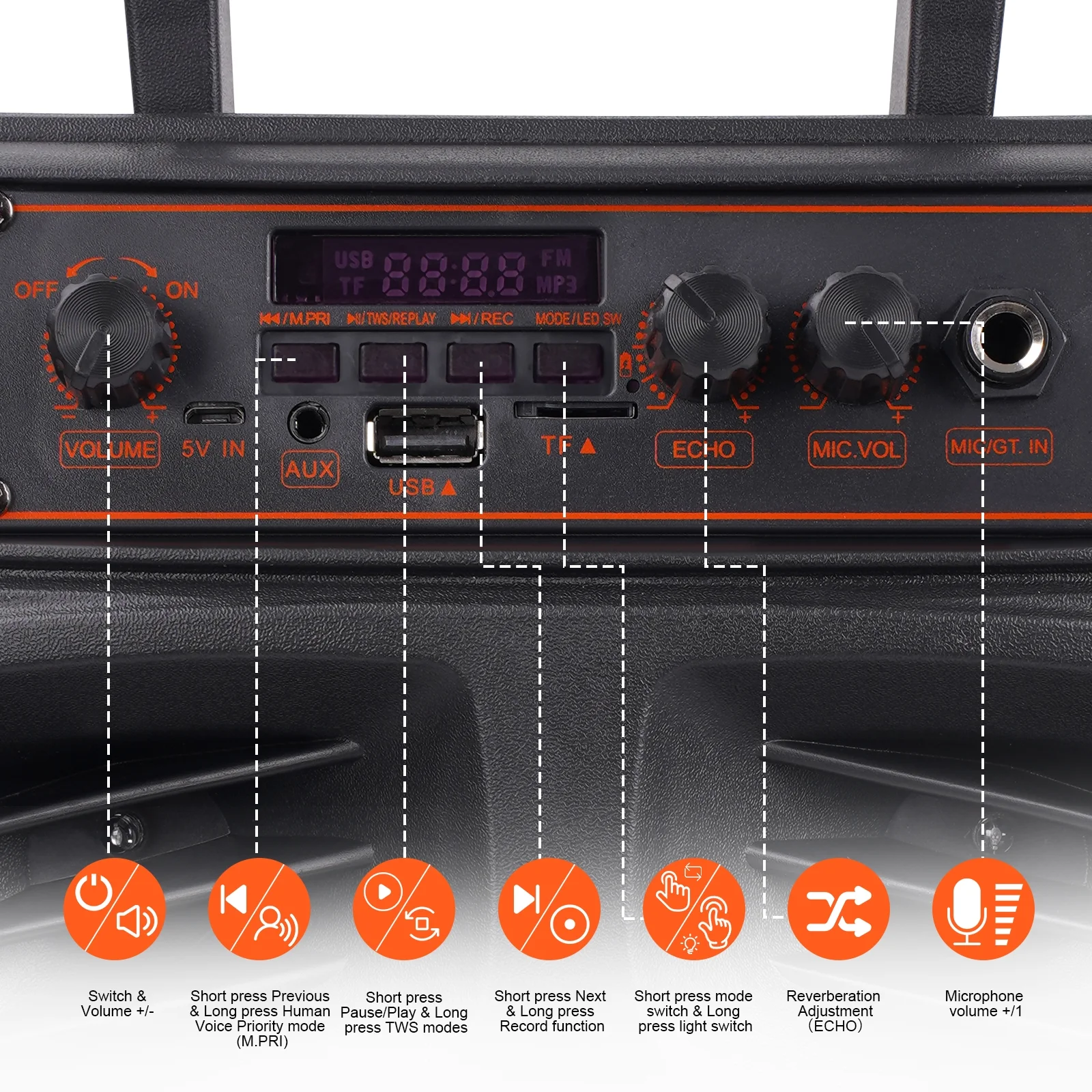 TOPVISION Singing Karaoke Machine, Portable Bluetooth Speaker for Adult with Microphone, RGB Lights, TWS/REC Support, PA System for Party
