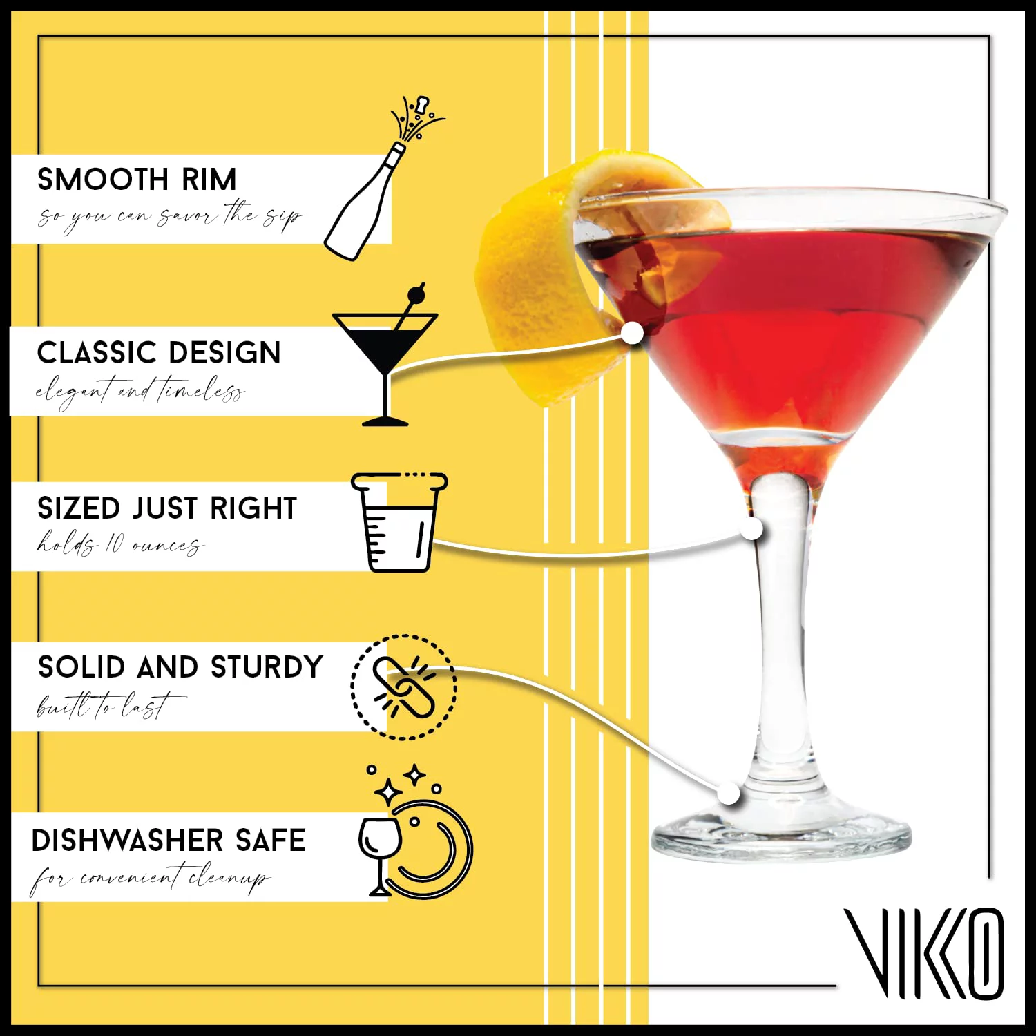 Madison 6.5 Ounce Martini Glasses | Misket Collection – Thick and Durable – Dishwasher Safe – Perfect for Parties, Weddings, and Everyday – Great Gift Idea – Set of 12 Clear Glass Martini Glasses