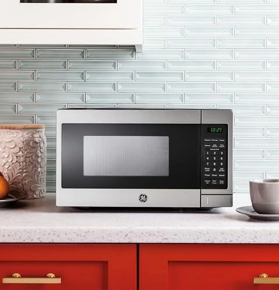 GE Countertop Microwave Oven| 0.7 Cubic Feet Capacity, 700 Watts | Kitchen Essentials for the Countertop | Stainless Steel