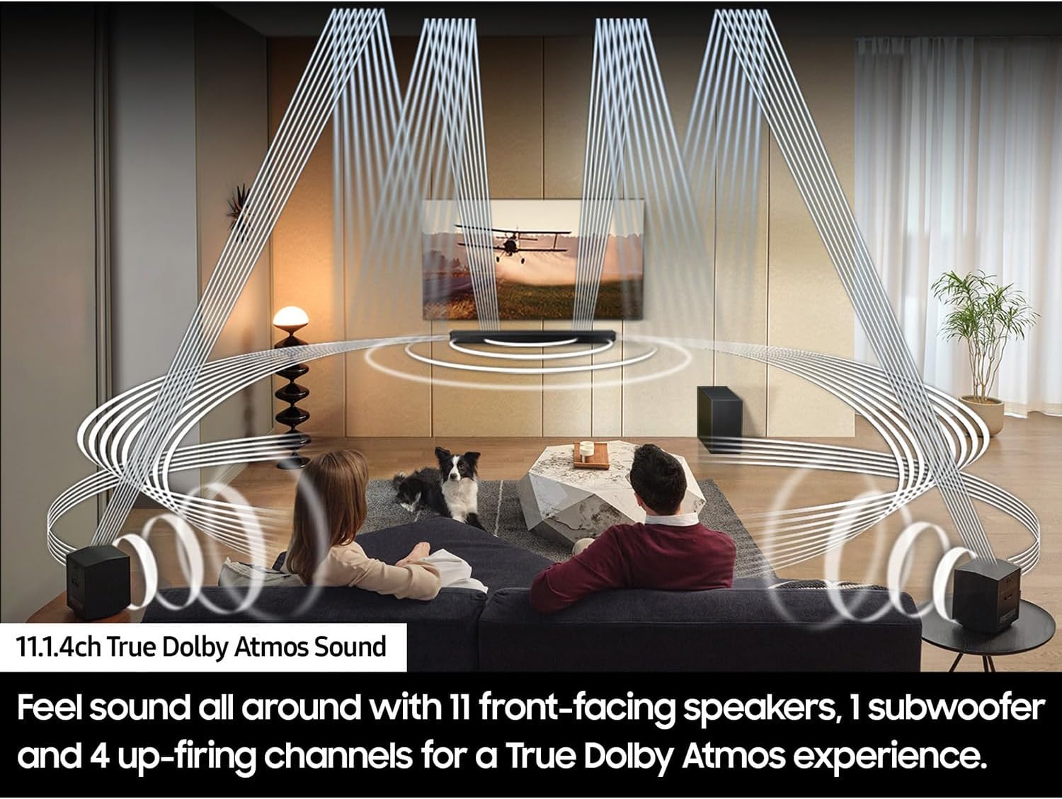 SAMSUNG Q990D 11.1.4ch Soundbar w/Rear Speaker, Wireless Dolby Atmos Audio, Q-Symphony, SpaceFit Sound Pro, Adaptive Sound HW-Q990D/ZA (2024 Model) Bundle with CPS 1 YR Enhanced Protection Pack