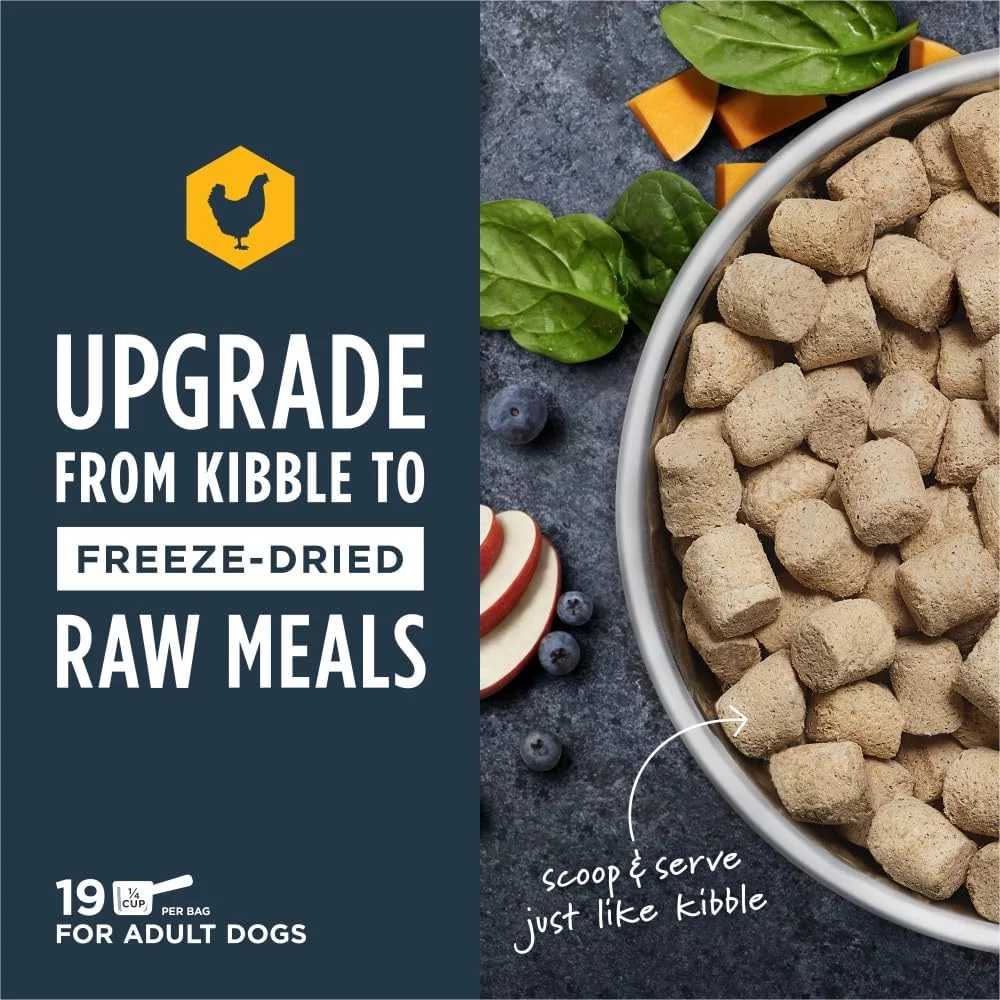 Freeze Dried Raw Meals Grain Free Cage Free Chicken Recipe Dog Food, 9.5 oz. Bag