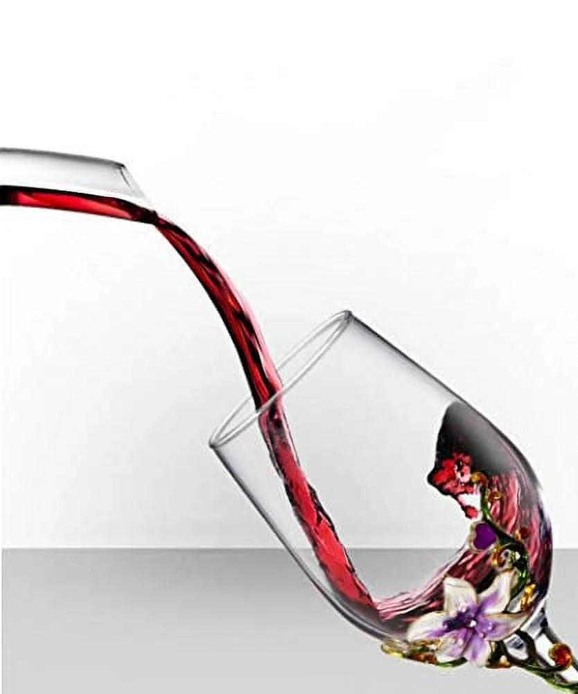 Painted Enamel Flower Lead-Free Wine Glasses