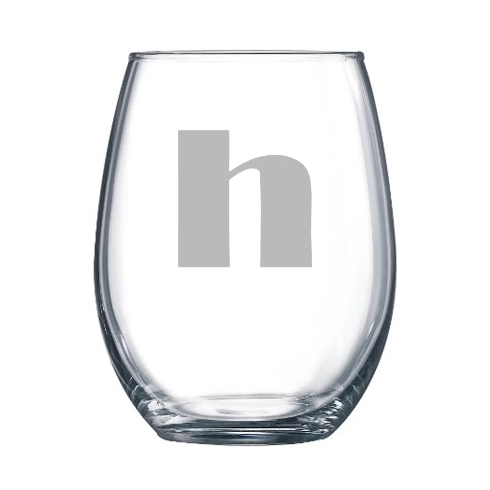 4-pc Broadway Personalized 15 oz Stemless Wine Glass, Letter T
