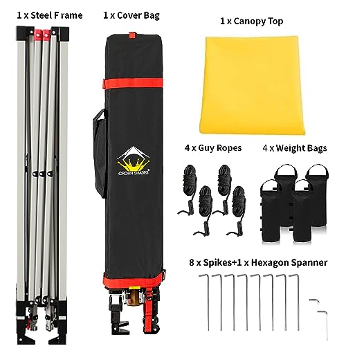 CROWN SHADES 10x10 Pop Up Canopy - Beach Tent with One Push Setup - Easy Outdoor Sun Shade for Events, Parties, Camping - Gazebo with STO-N-Go Cover Bag, Silver Coated Top, White