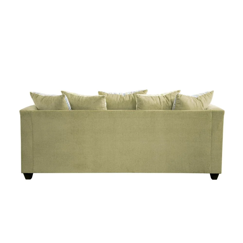 American Furniture Classics Model 8-010-A238V5 Urban Square Arm Green Sofa with Eight Throw Pillows