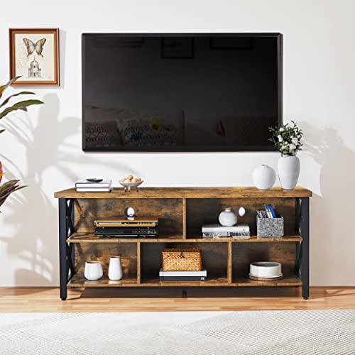 Yaheetech TV Stand for TVs up to 65 Inch, Industrial Entertainment Center with Storage Compartments, Media TV Console for Living Room, Gray