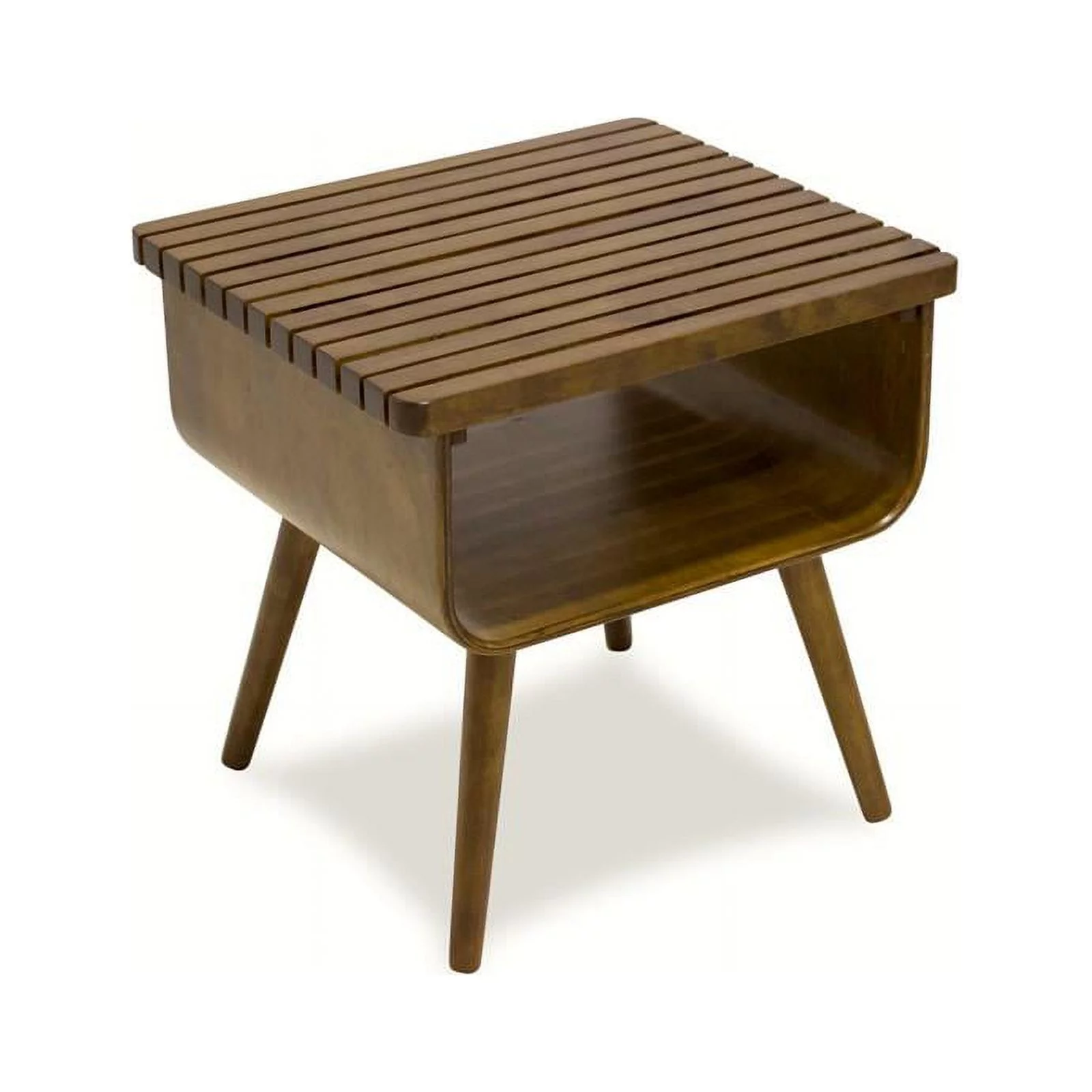 Allora Mid-Century Solid Wood Rectangular End Table in Brown