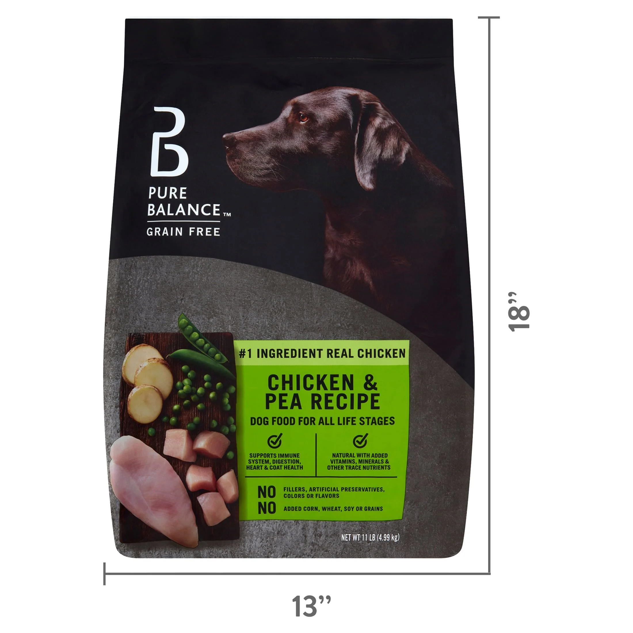 Pure Balance Chicken & Pea Recipe Dry Dog Food, Grain-Free, 11 lbs