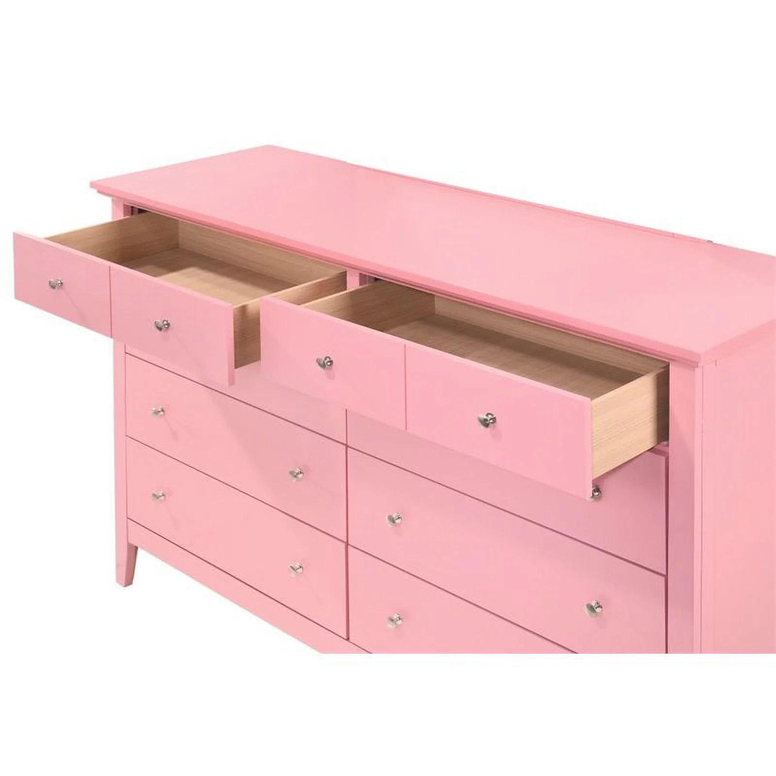 Home Square 3-Piece Set with Dresser TV Stand and 3-Drawer Nightstand in Pink