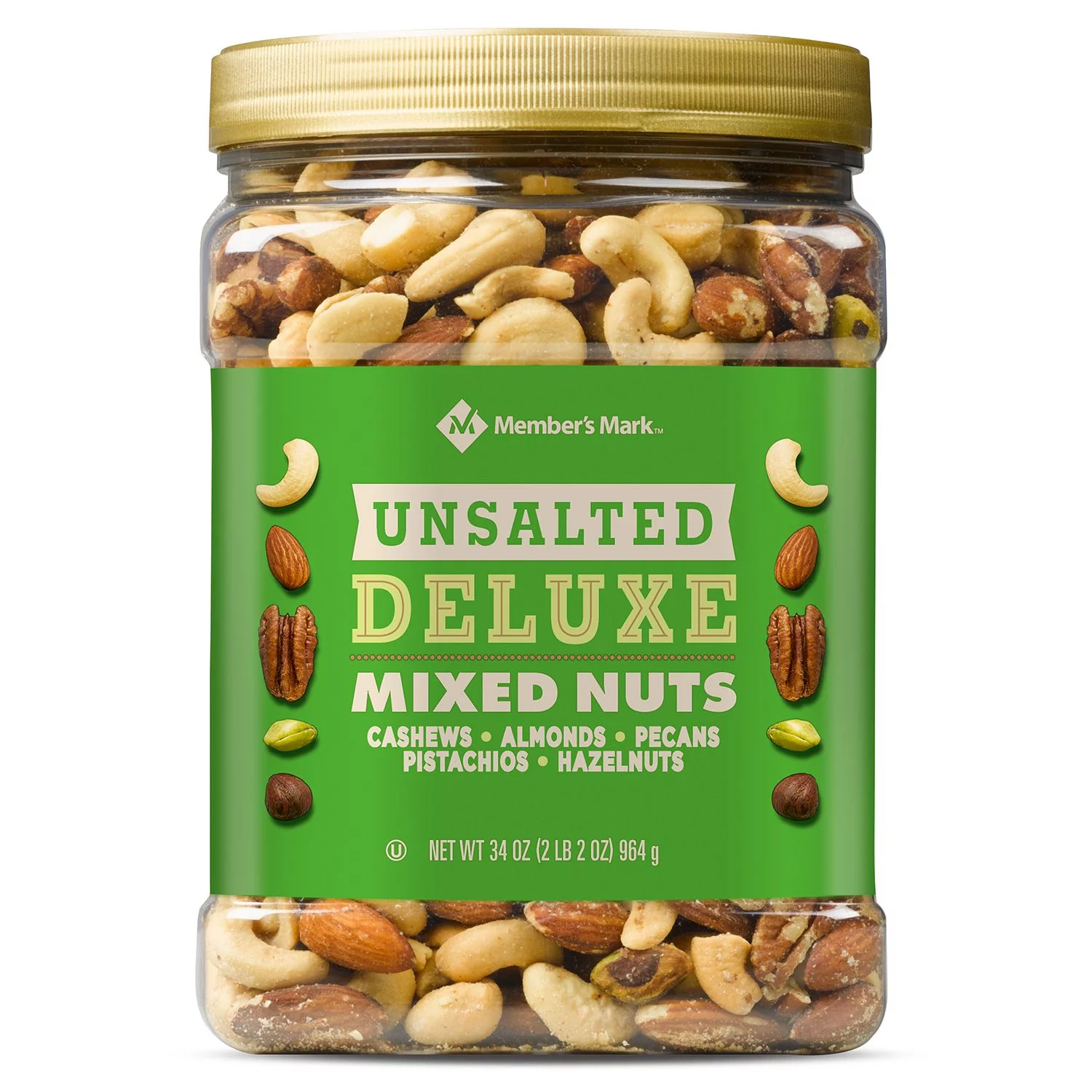 M.M  Unsalted Deluxe Mixed Nuts (34 oz.)