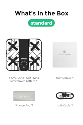 X1 Drone with Camera, Self-Flying Camera Drone with Follow Me Mode, Foldable Mini Drone with HDR Video Capture, Palm Takeoff, Intelligent Flight Paths, Hands-Free Control Black (Standard)