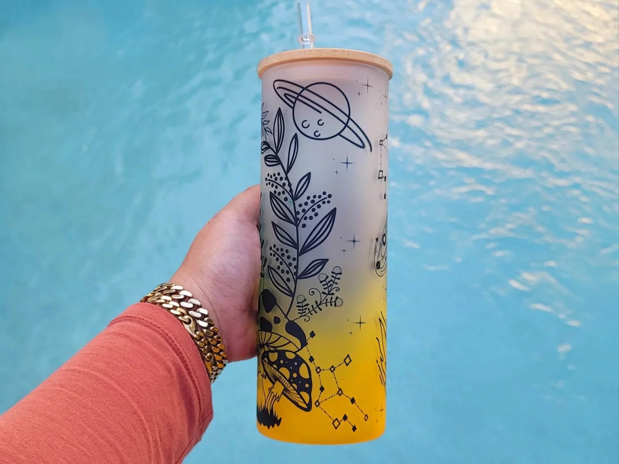 Mushroom Beer Can Glass | Boho Mushroom Coffee Glass | Aesthetic Coffee Glass | 24 oz