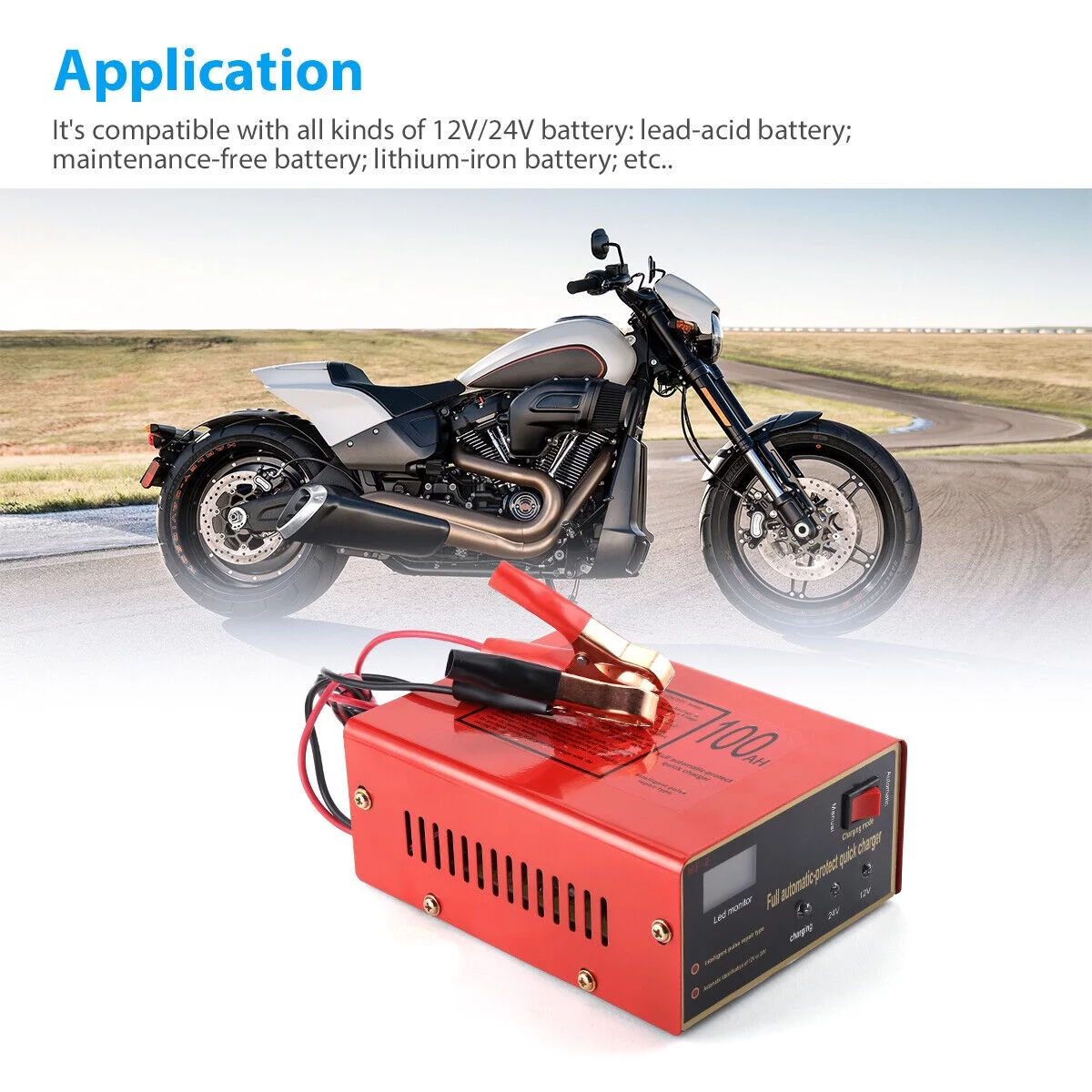 Maintenance Free Battery Charger 12V/24V 10A 140W Output For Electric Car NEW
