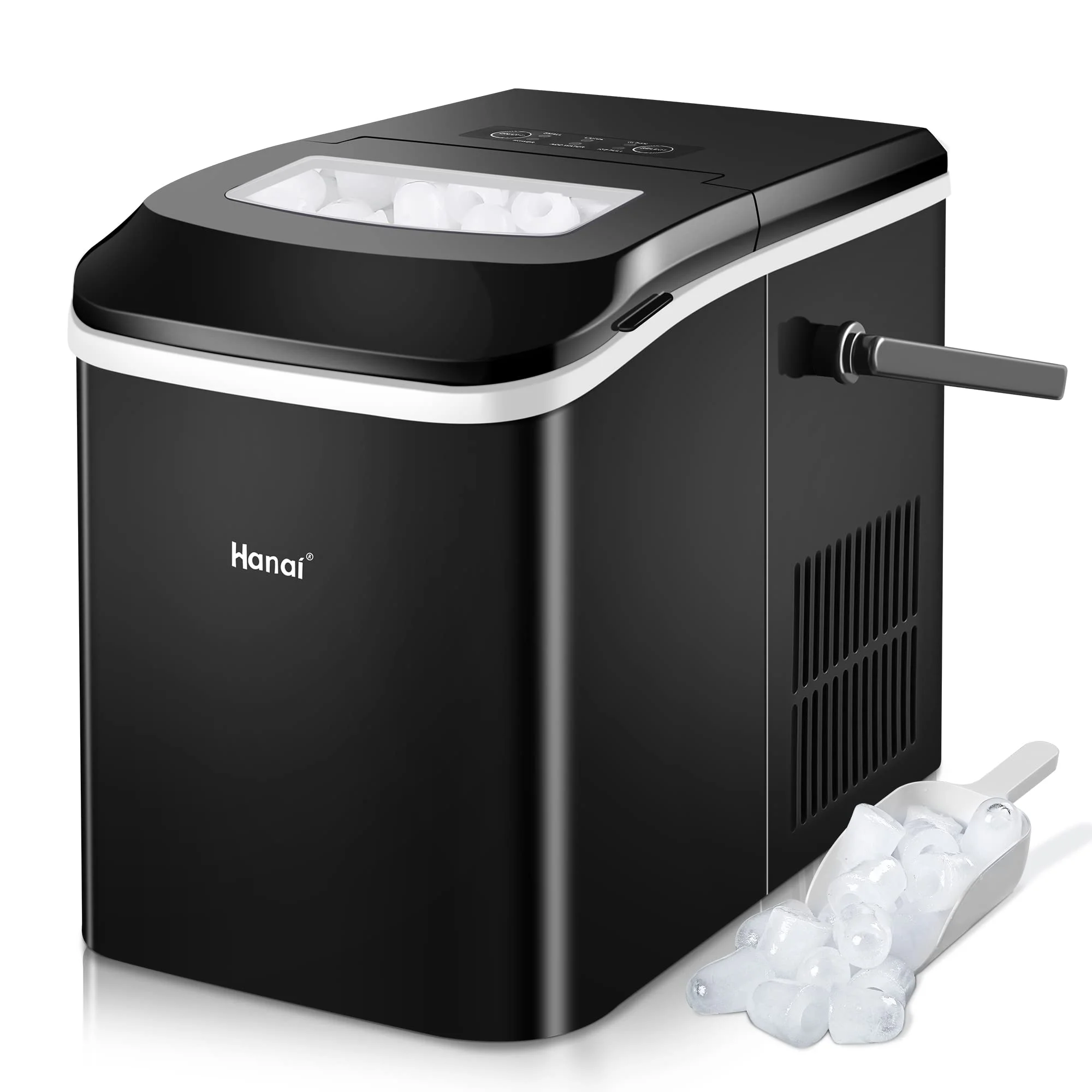Ice Maker Machine Countertop 2 Ice Sizes,26.5 lbs in 24 Hrs,Self-clean,Portable Ice Maker 1.1L,for Home, Party, Office, Bar, RV