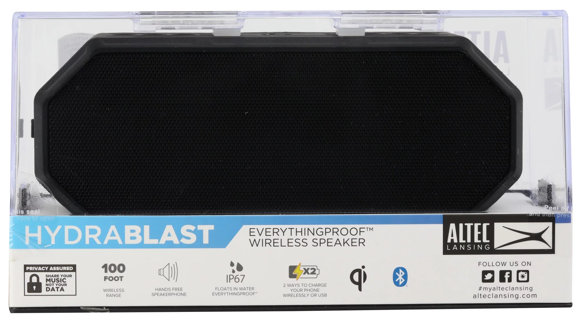 Altec Lansing HydraBlast Everythingproof Wireless Bluetooth Speaker, Black, IMW1300-BLK