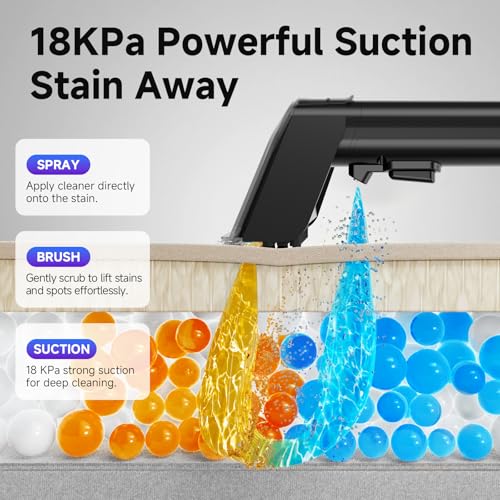 Carpet Cleaner Machine - Upholstery, Portable Spot and Stain Cleaner, Handheld carpet Cleaner, Easy Move with Handle, Deep Cleaning Machine for Furniture, Couch, Stairs, Car and Pet Messes, B