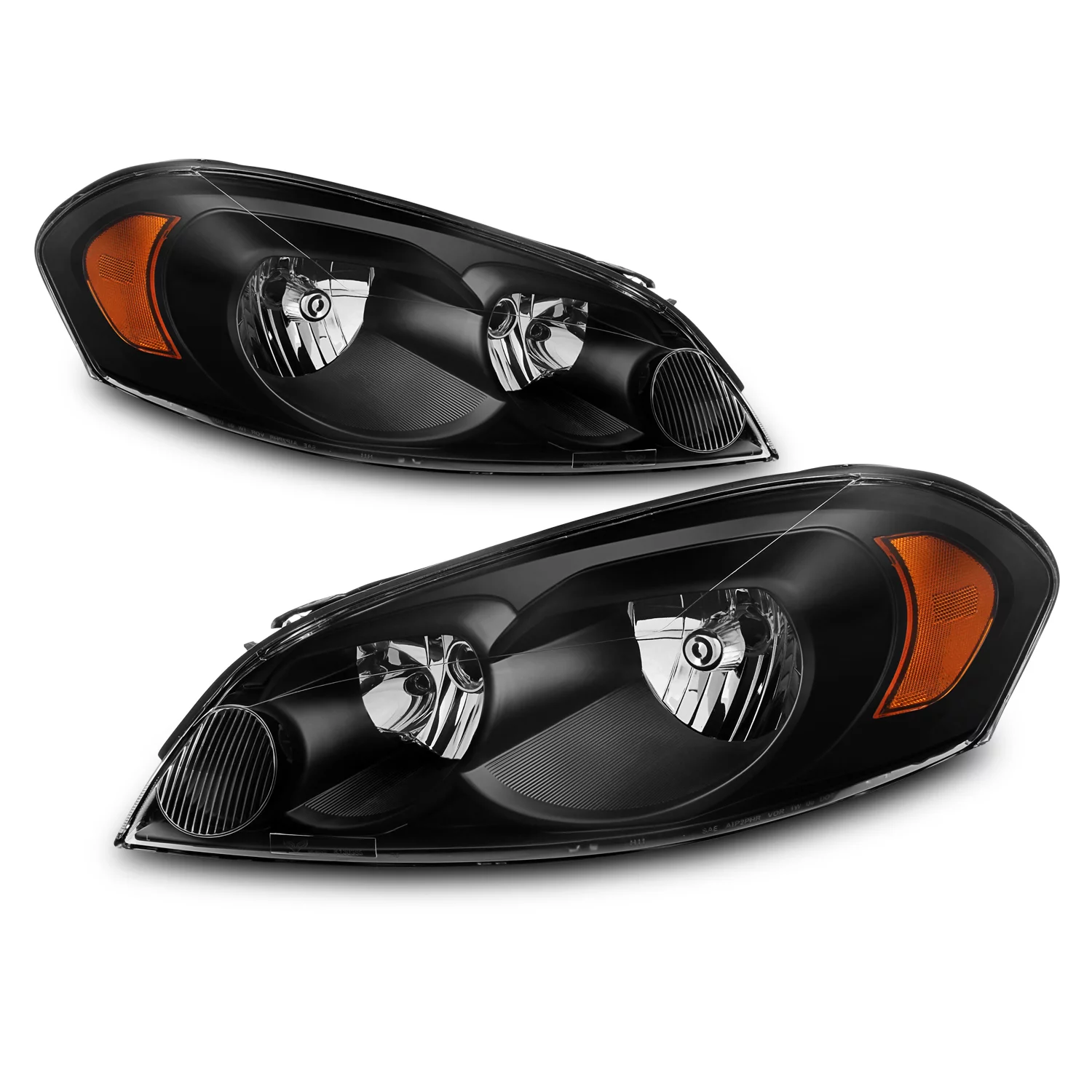 AKKON - For Chevy Impala/Monte Carlo OE Replacement Black Bezel Headlights Driver/Passenger Head Lamps Pair New
