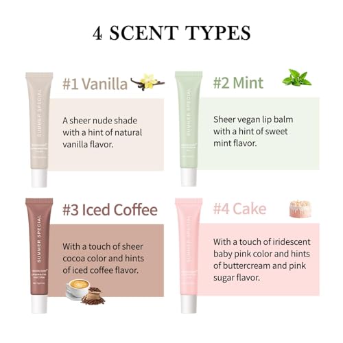 4 PCS Summer Special Lip Butter Balm - Ultra-Hydrating, Nourishing Lip Care with Natural Ingredients, Shea Butter & Olive Oil, Soothes & Softens Dry Lips (4PCS, 0.5 Fl Oz (Pack of 4))