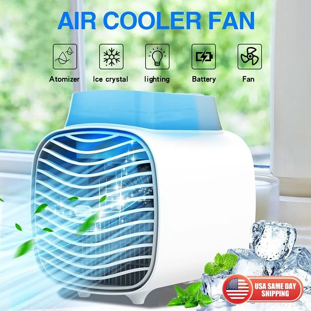 Portable USB Air Conditioners Fan Evaporative Mini Humidifier with Ice Tray 2023