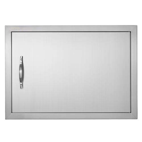 VEVOR Outdoor Kitchen Doors, 30W x 21H Inch, 304 Stainless Steel Double Doors with Vents, BBQ Access Door with 2 Detachable Handles, for BBQ Island
