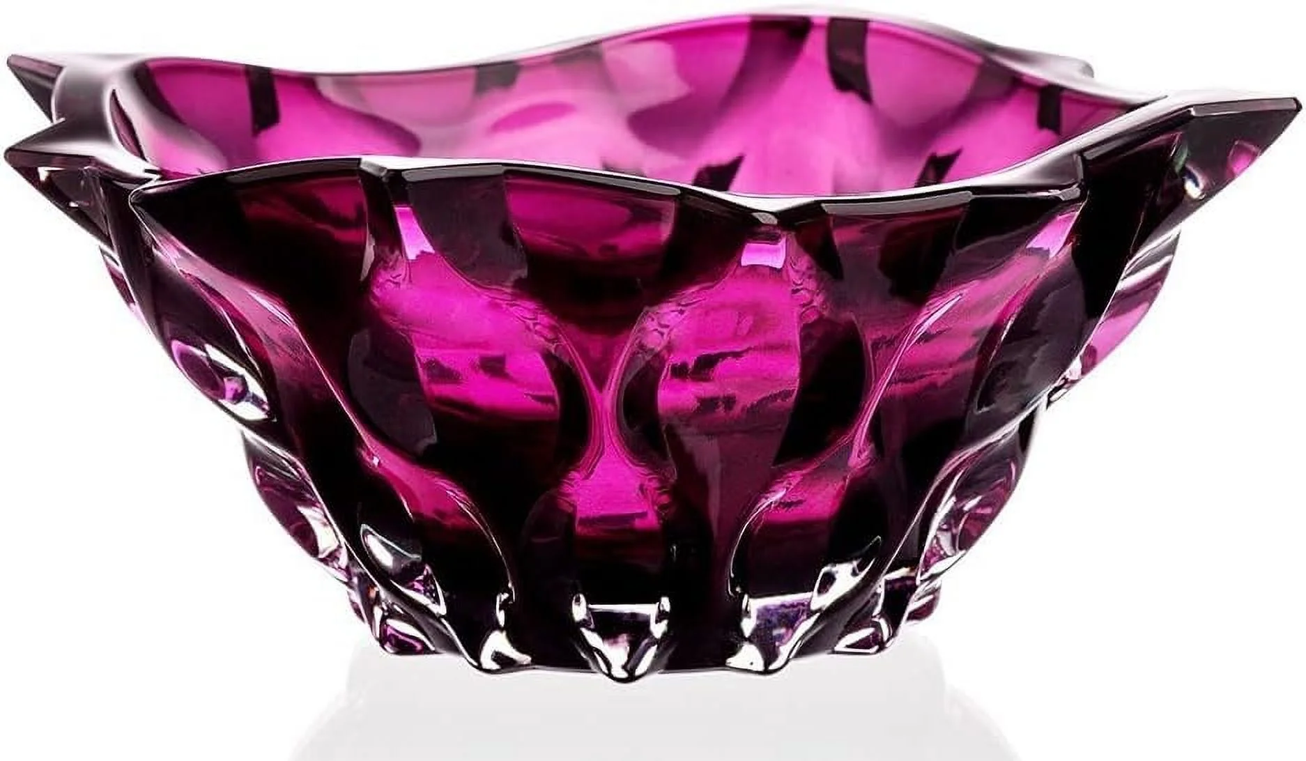 Bohemian Crystal Glass Bowl 7''-Dia Purple ''Samba'' Vintage European Design Centerpiece Dish Fruits Desserts Home Decor Wedding Birthday Housewarming Anniversaries