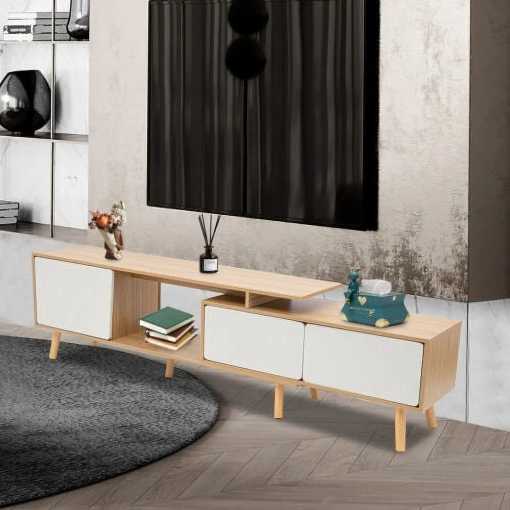 Modern TV Stand TV Unit Sideboard TV Console Media Cabinet Solid Wood White