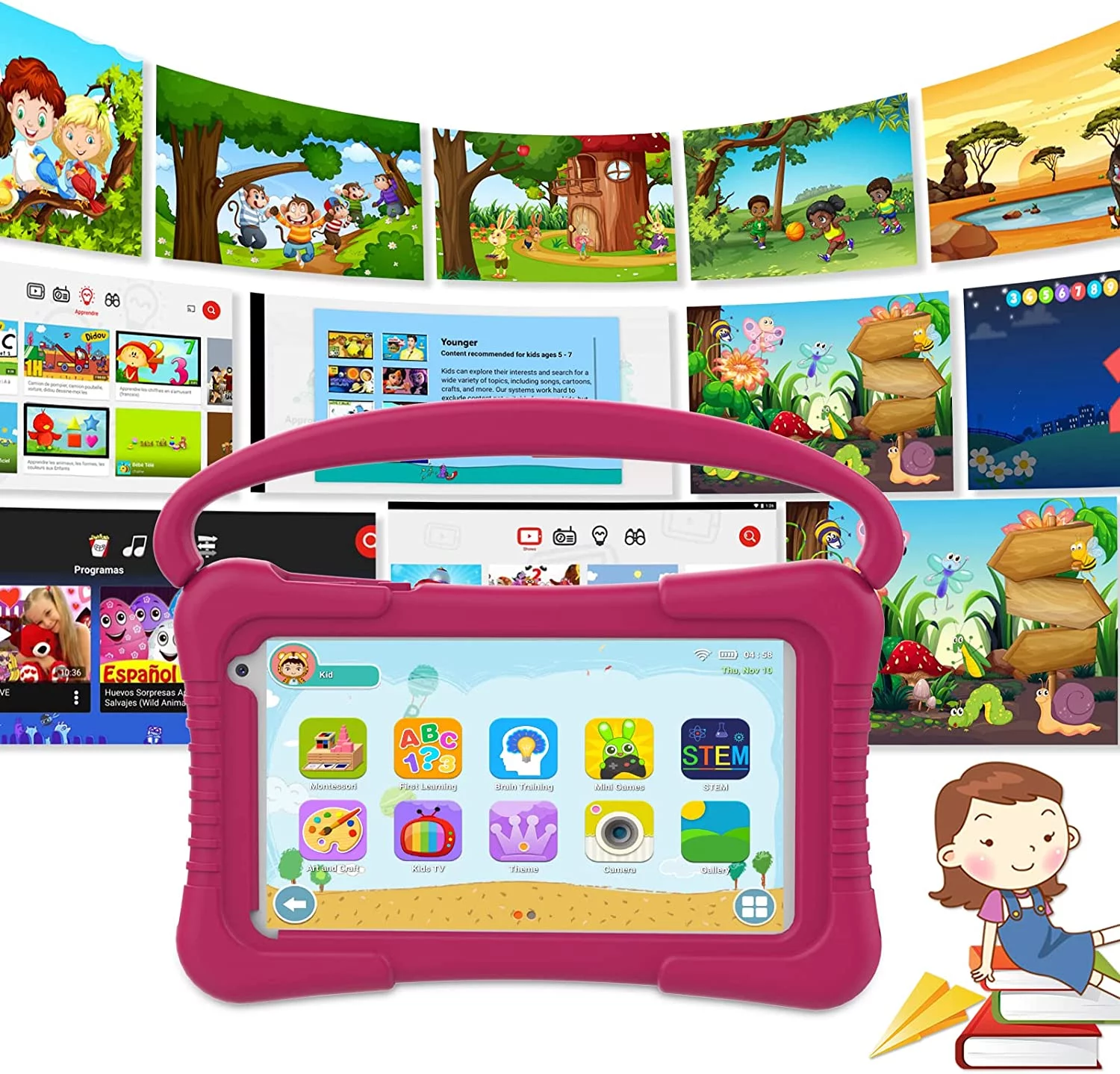 Kids Tablet 7 inch Tablet for Kids WiFi Kids Tablets 32G Android 11 2GB RAM Dual Camera Educational Games Parental Control, Toddler Tablet with Kids Software Pre-Installed Kid-Proof YouTube Netflix.