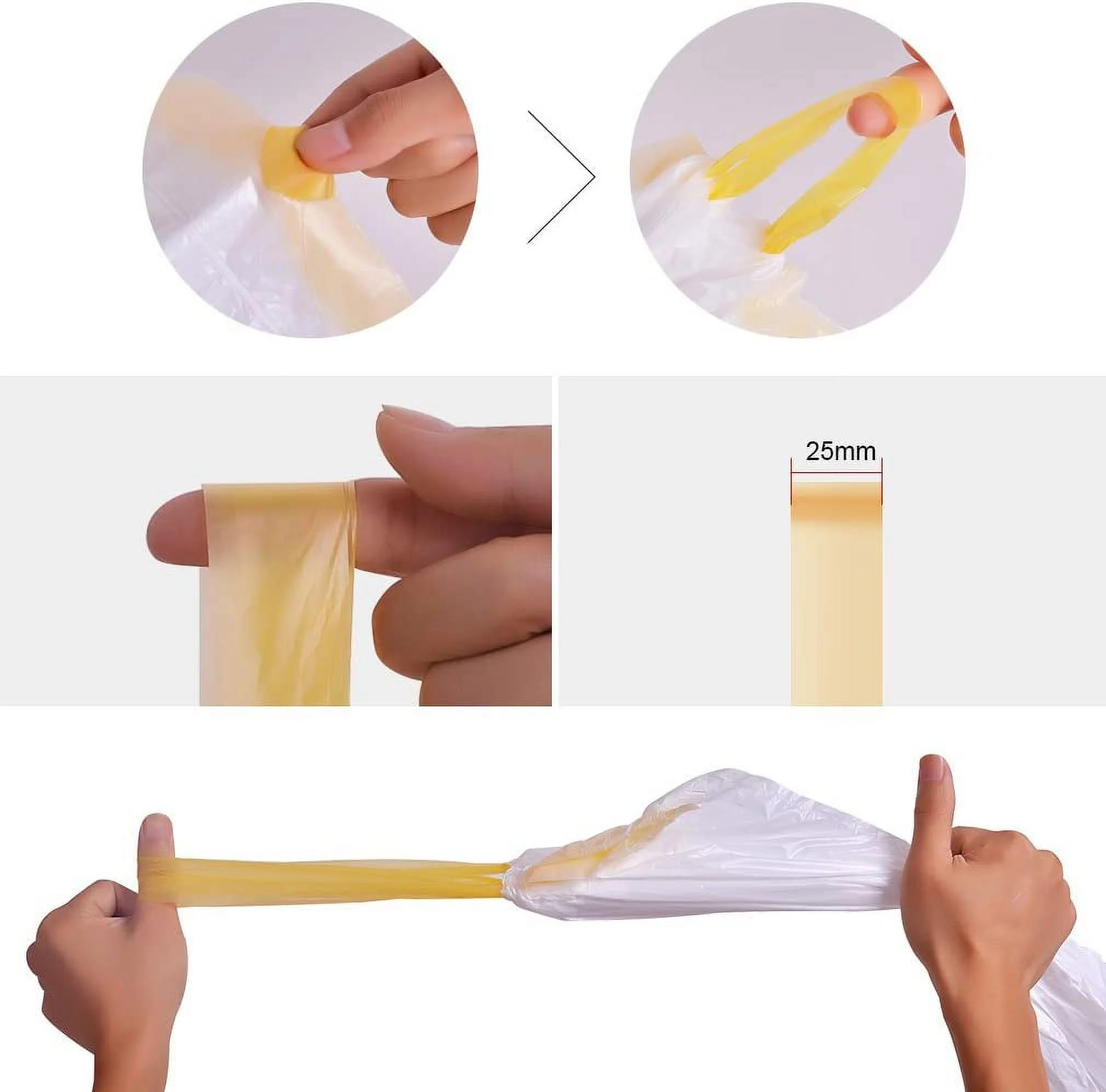 Trash Bags, Meidong Garbage Bag 13 Gallon Large Kitchen Drawstring Strong Bag, 5 Rolls/115 Pcs, White