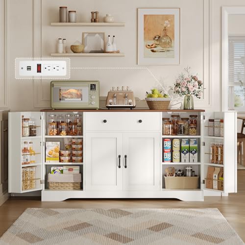 Buffet Cabinet with Storage & Charging Station, 53