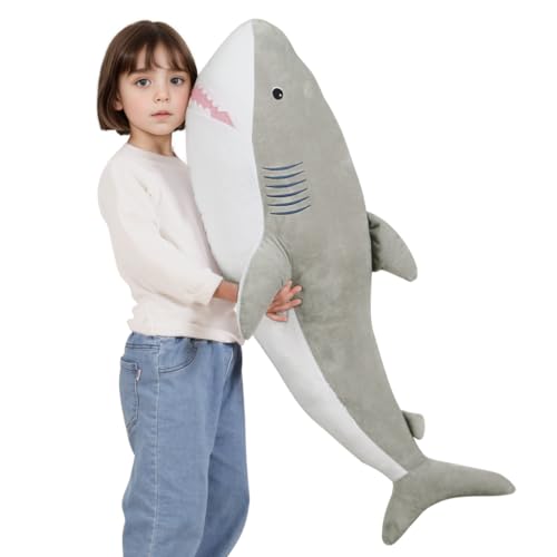 40 Inch Giant Shark Stuffed Animal Large Soft Body Plushies,Cute Big Shark Doll Pillow Plush Toy,Gift for Boy Girl Kids Birthday Valentines