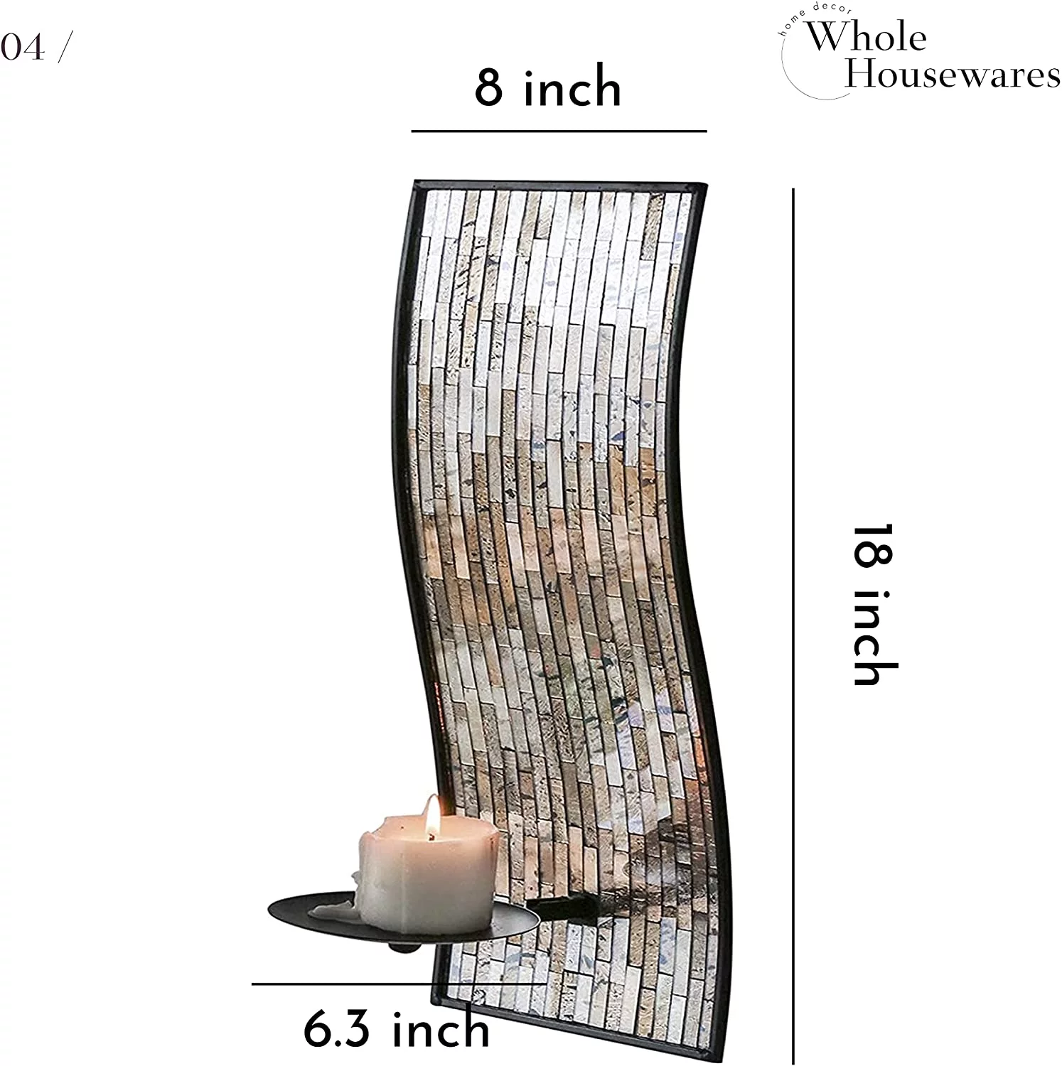 Decorative Metal Wall Candle Sconces, Wall Candle Holders - Mosaic Glass Set Of 2 (Brown)