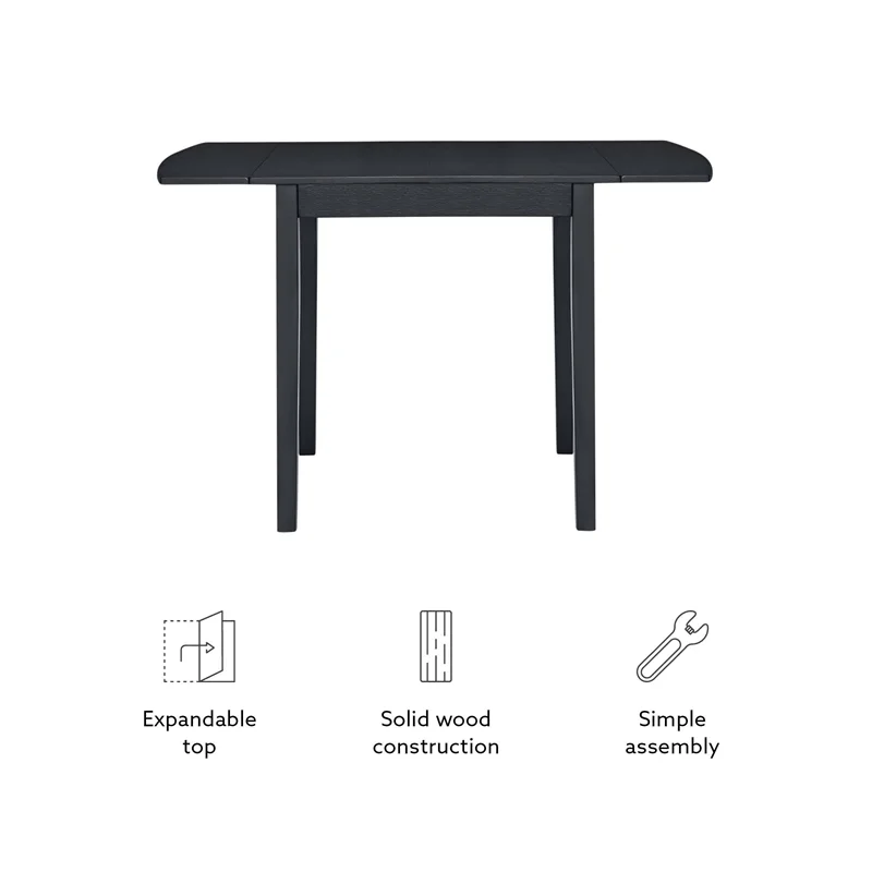 Linon Ervin Wood Square Drop Leaf Table in Black