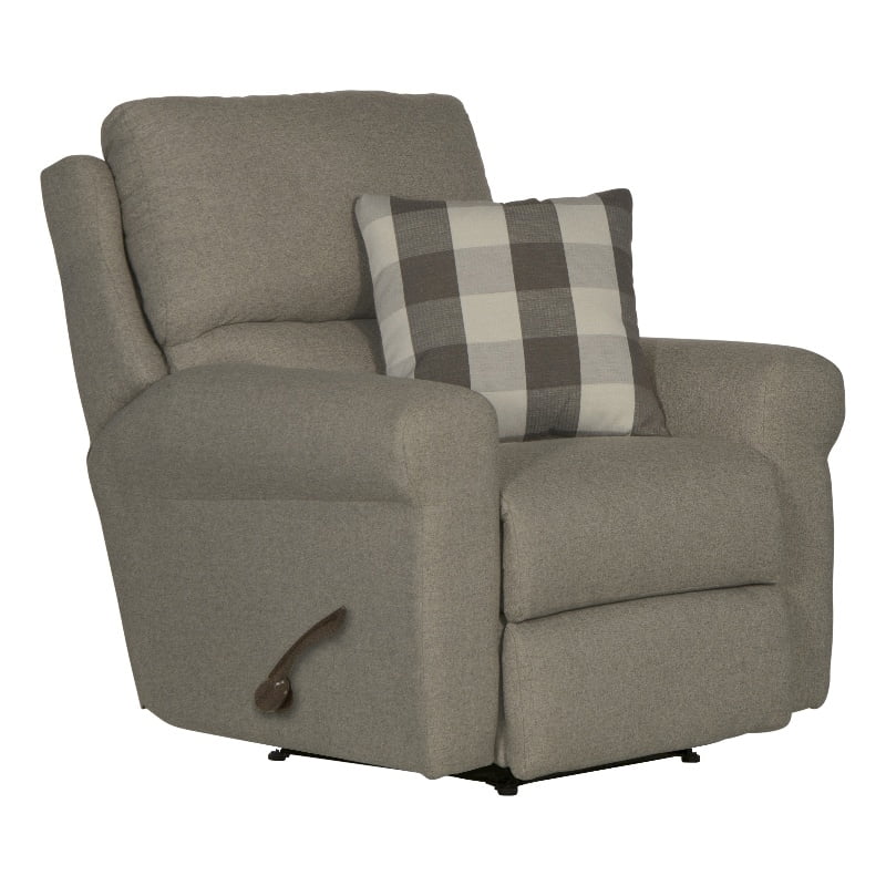 Catnapper Eastland Glider Recliner in Gray Polyester Fabric with Accent Pillow