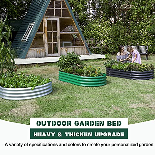Land Guard Galvanized Raised Garden Bed Kit, Galvanized Planter Garden Boxes Outdoor, Oval Large Metal for Vegetables…………