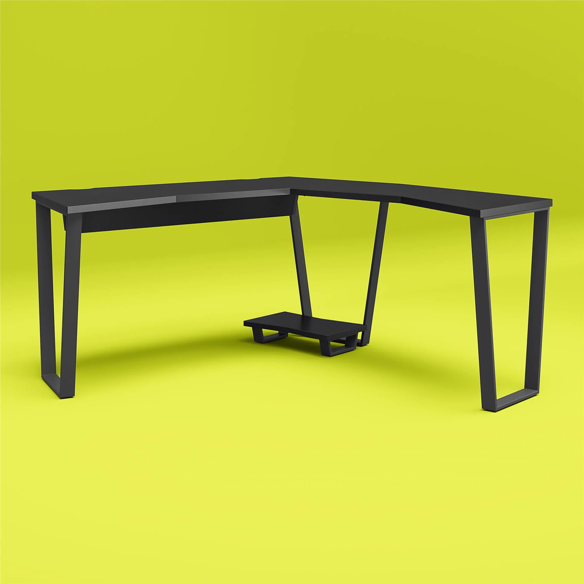 NTense Maxed Gaming L Desk with CPU Stand, Black