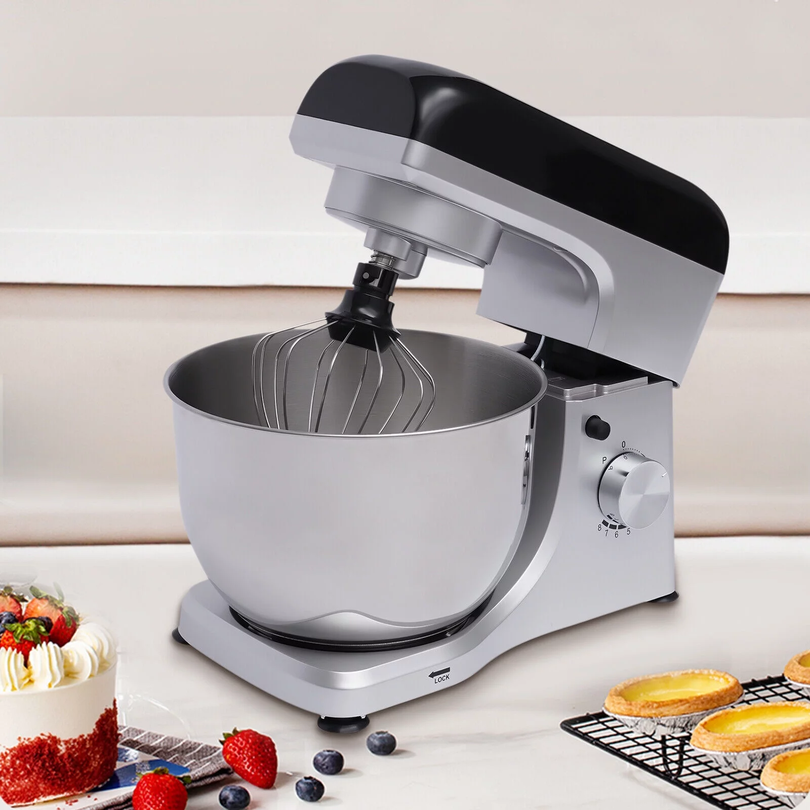 MONIPA Commercial Electric Dough Mixer Aluminum Alloy for Jam Stirring Cream Whipping
