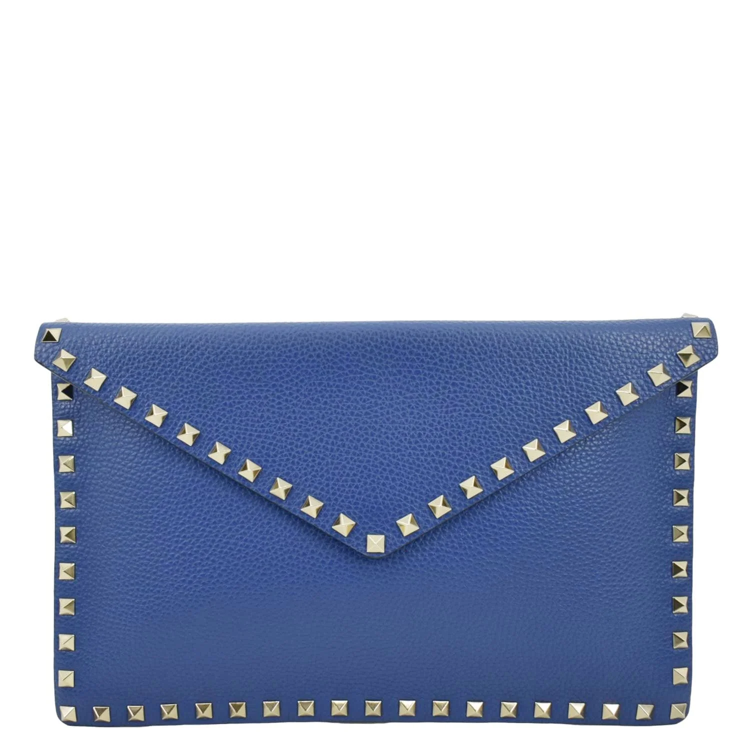 Pre-owned VALENTINO Garavani Rockstud Grainy Envelope Pouch Blue