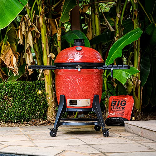 Kamado Joe Big Joe Series II 24-inch Ceramic Charcoal Grill and Smoker with Cart, Side Shelves, Stainless Steel Grates and 450 Cooking Square Inches in Red, Model BJ24RHC